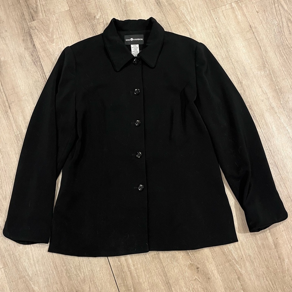 Sag Harbor Black Button Up Women’s Blazer 10 - Picture 10 of 15